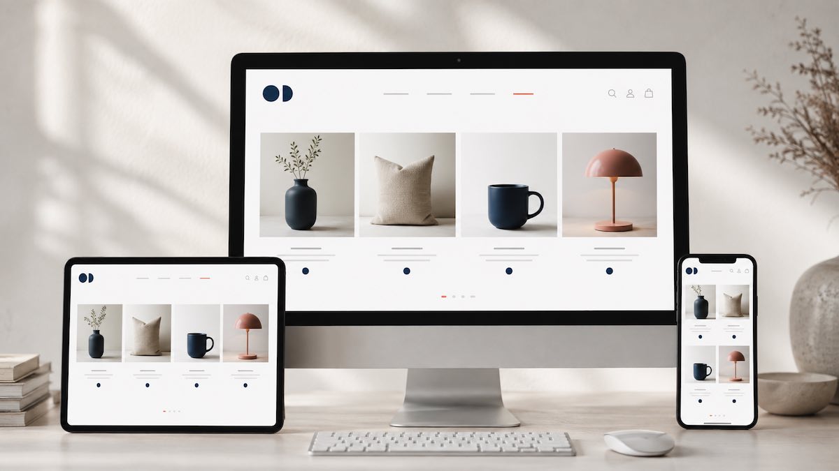 Konsistentes Onlineshop-Design auf drei Geräten